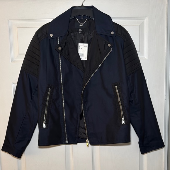 H&M Other - H&M Blue Lightweight Moto Jacket with Asymmetrical Zipper